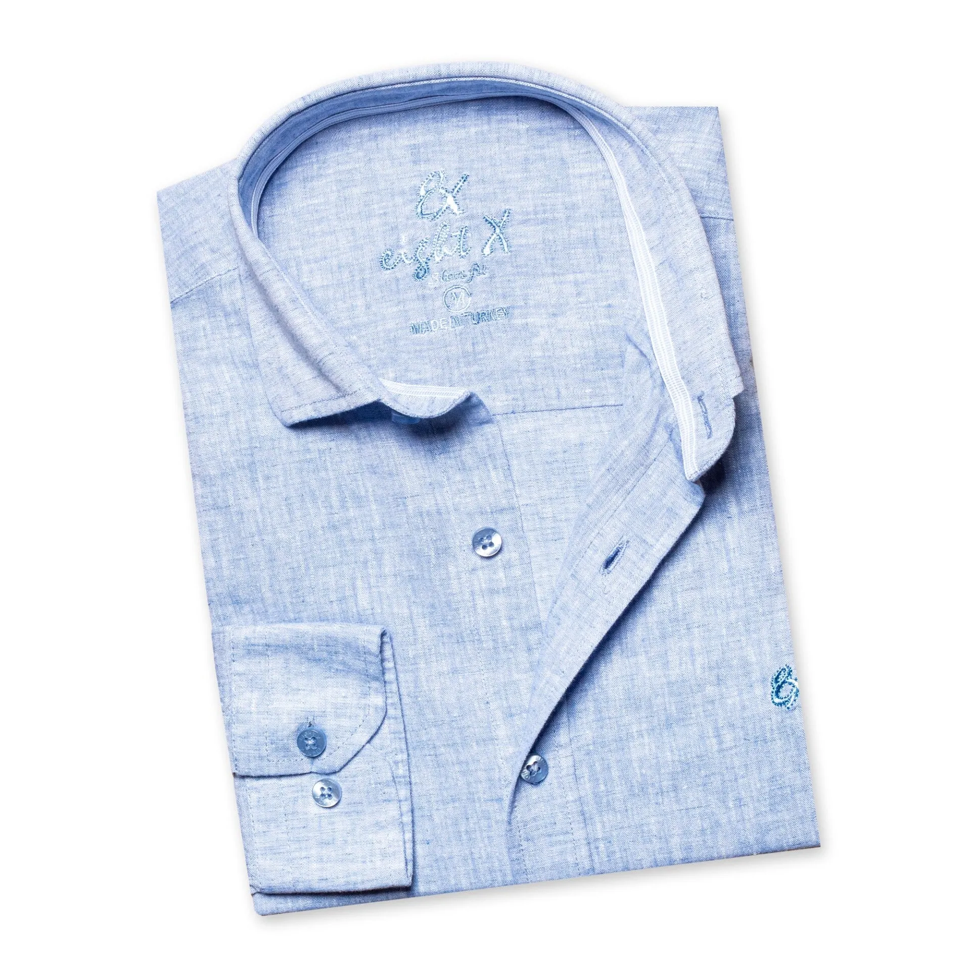100% Linen Button Down Shirt - Blue
