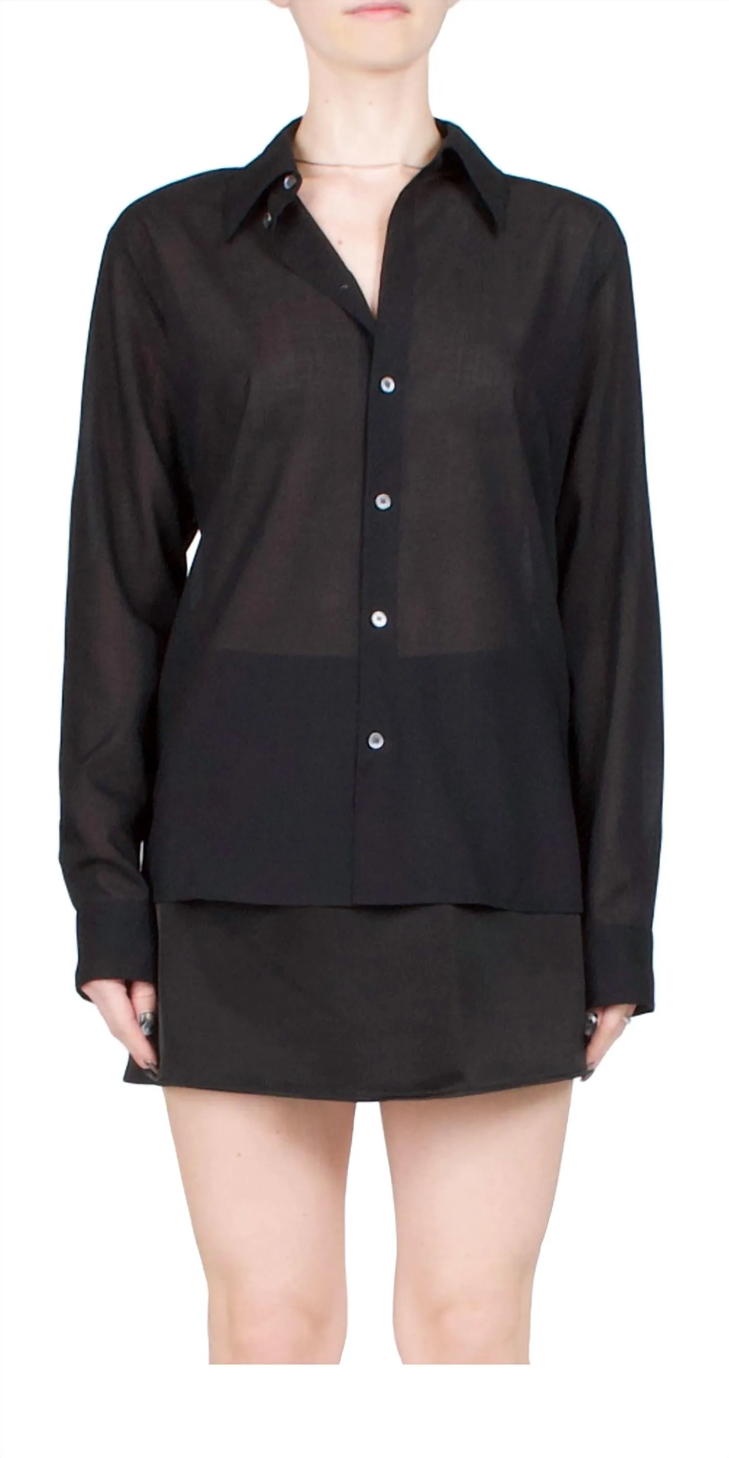 6397 - Sheer Button Down Shirt