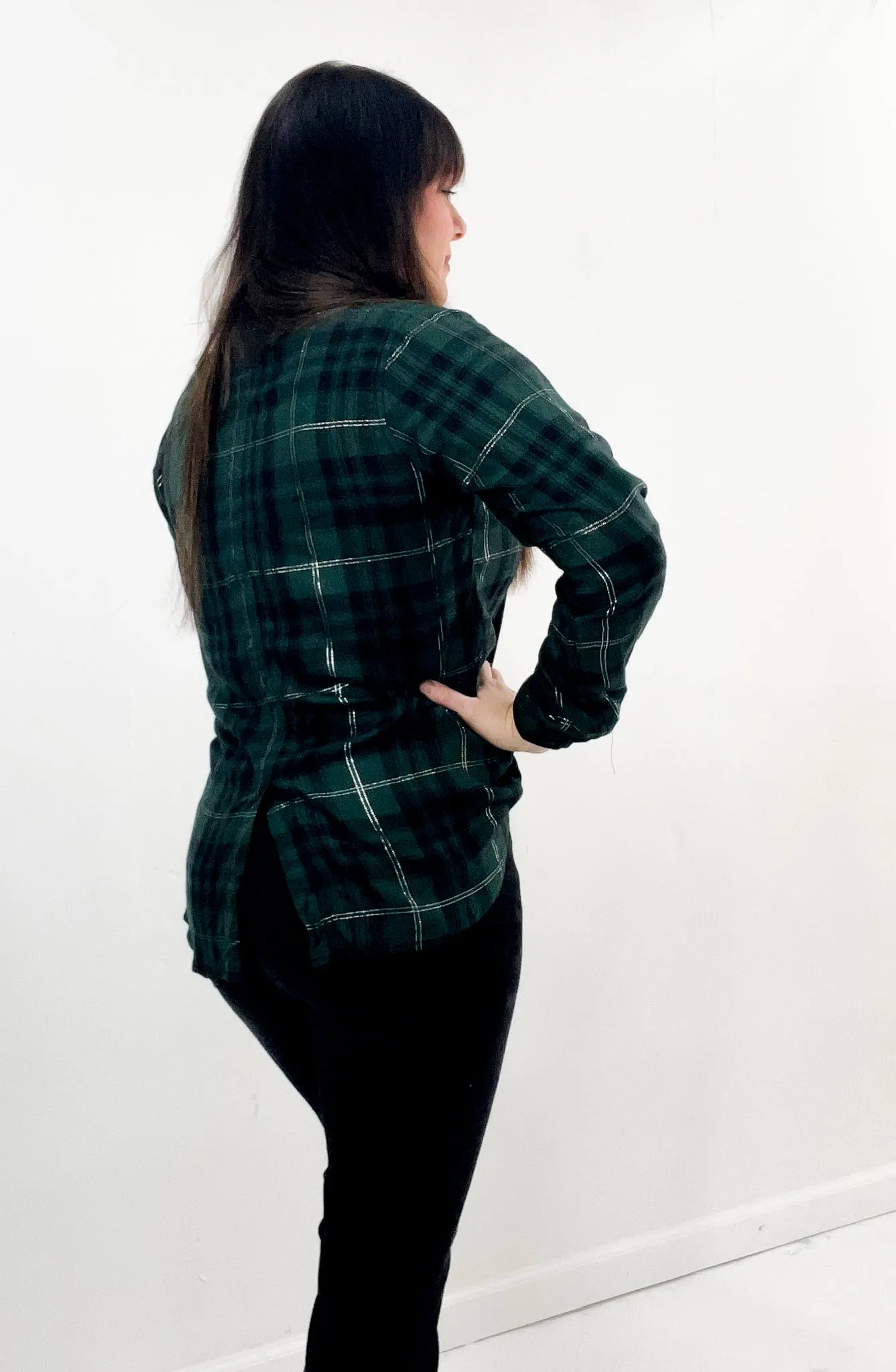 Adeline Collared Button Down Plaid Top