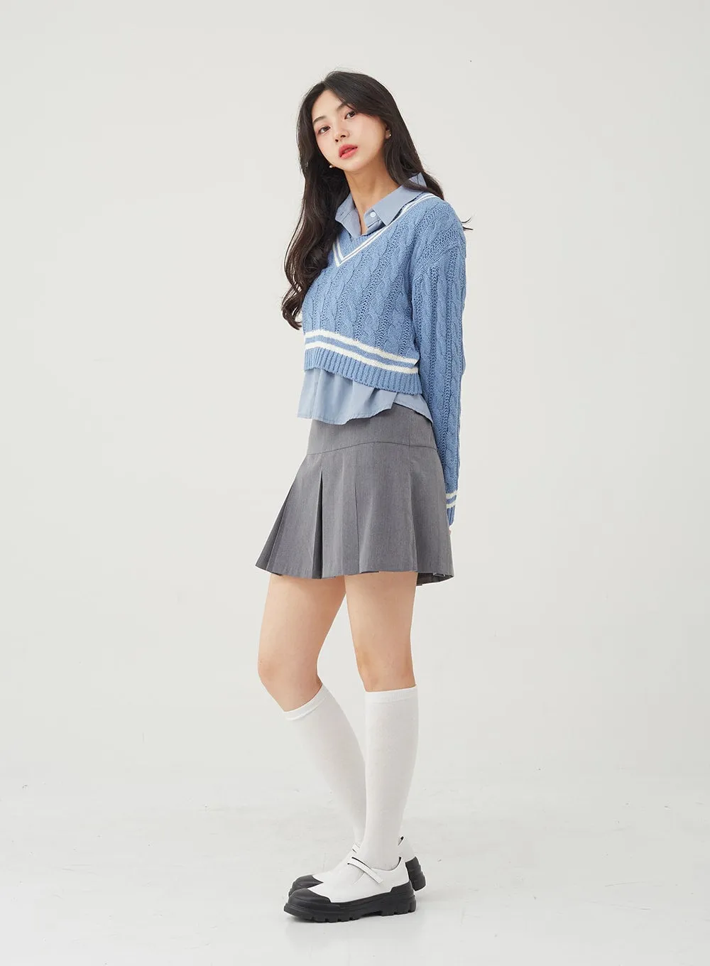 Basic Tone Down Color Crop Shirt BG23