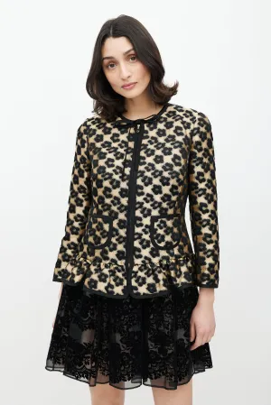 Black & Gold Floral Jacquard Jacket