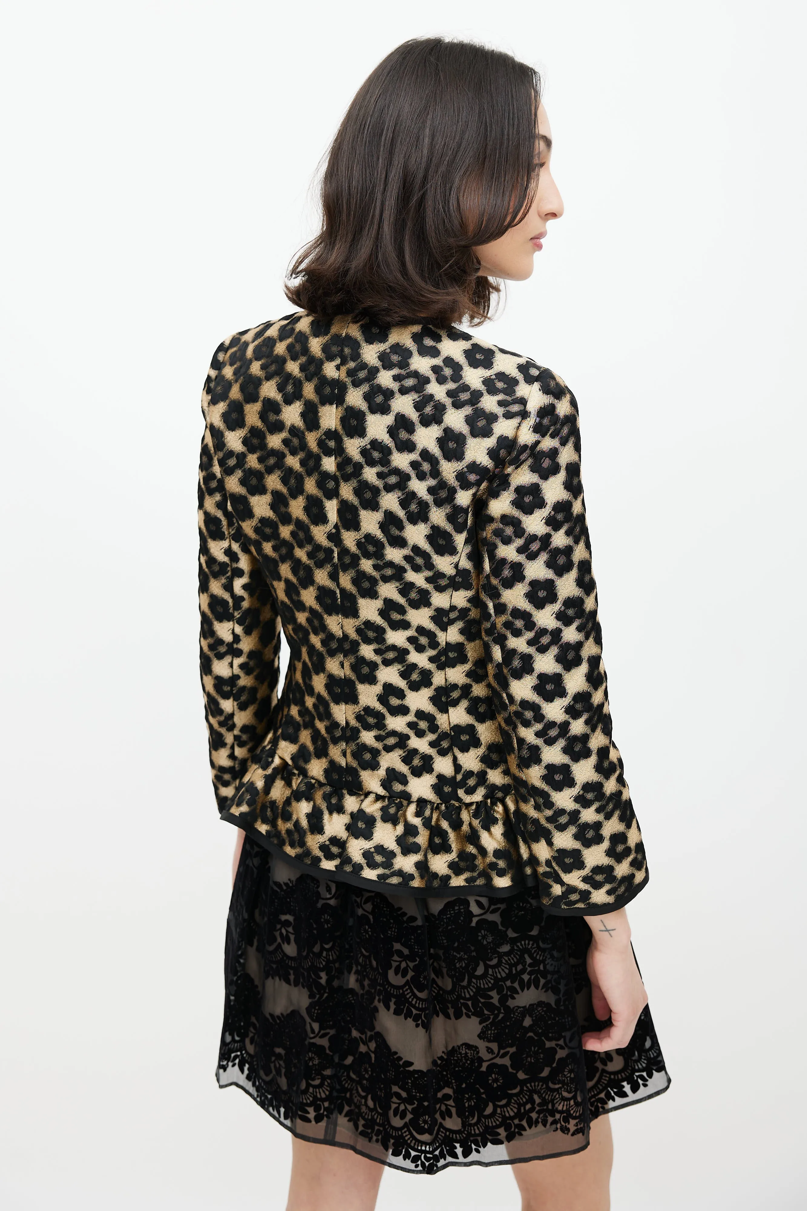 Black & Gold Floral Jacquard Jacket