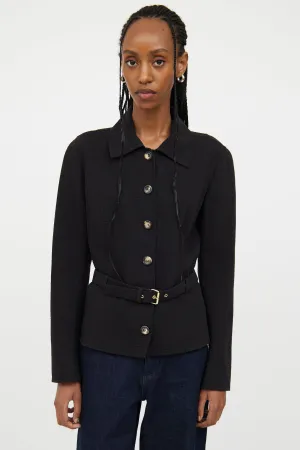 Black Button Wool Blend Button Jacket