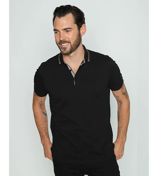 Black Polo With Colorful Trim