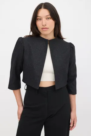 Black Wool Romy Three Quarter Sleeve Jacket