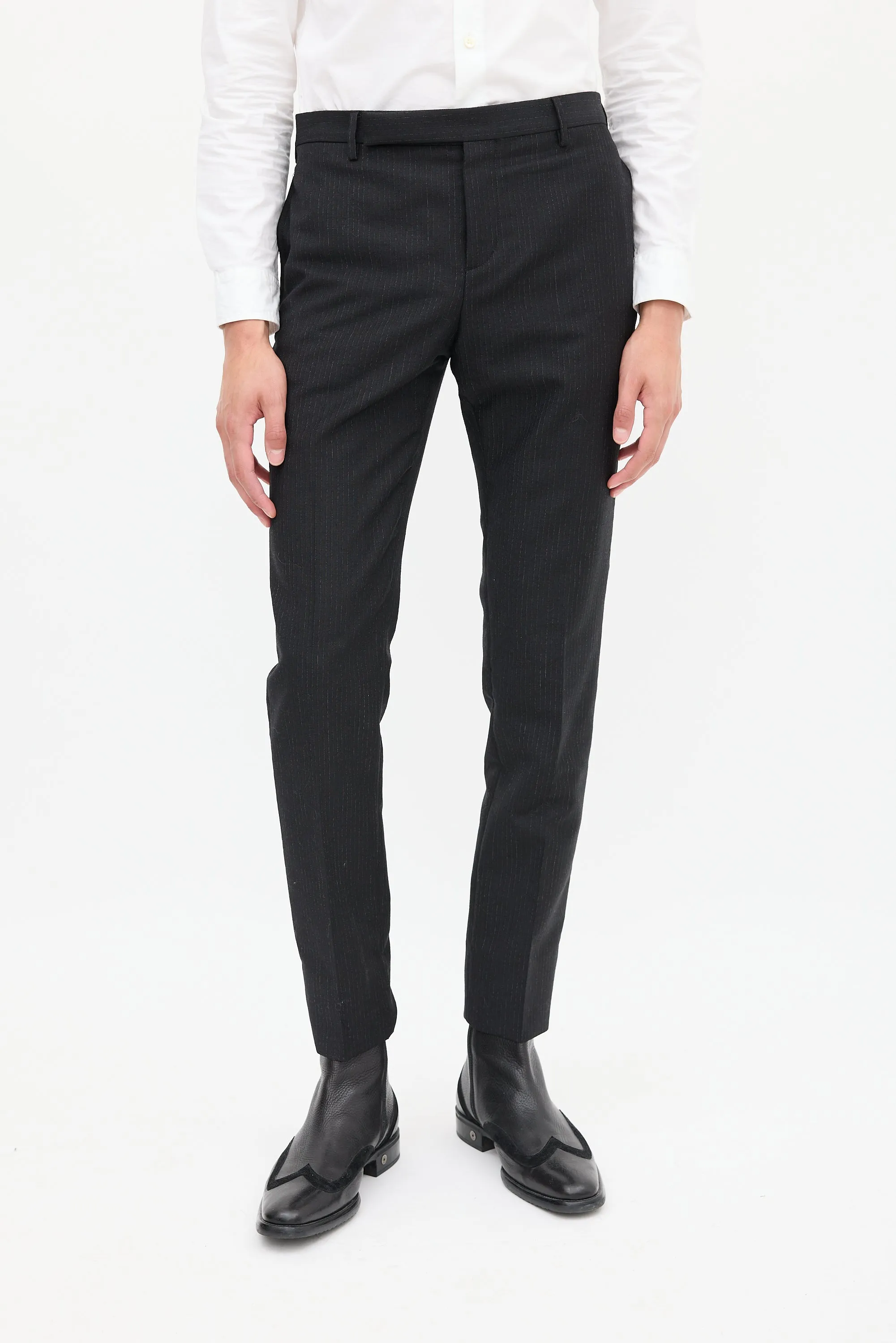 Black Wool Stripe Suit