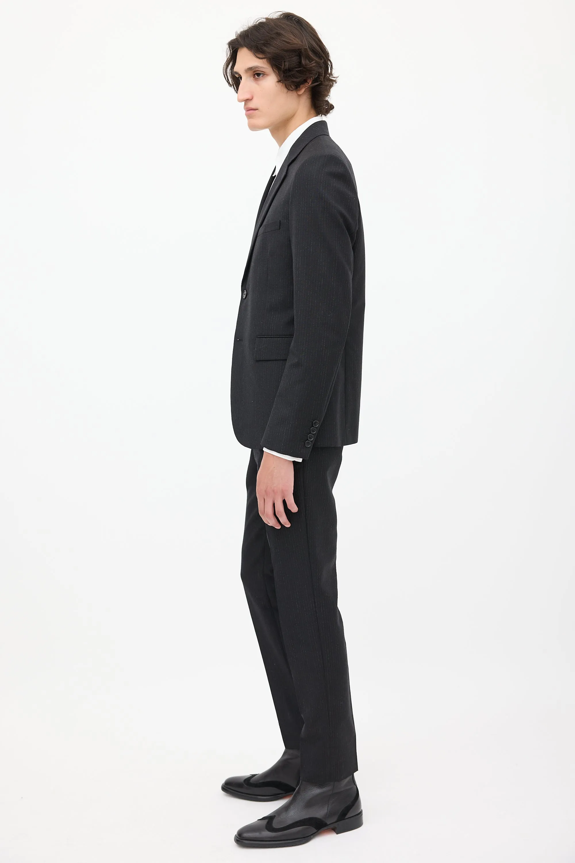 Black Wool Stripe Suit
