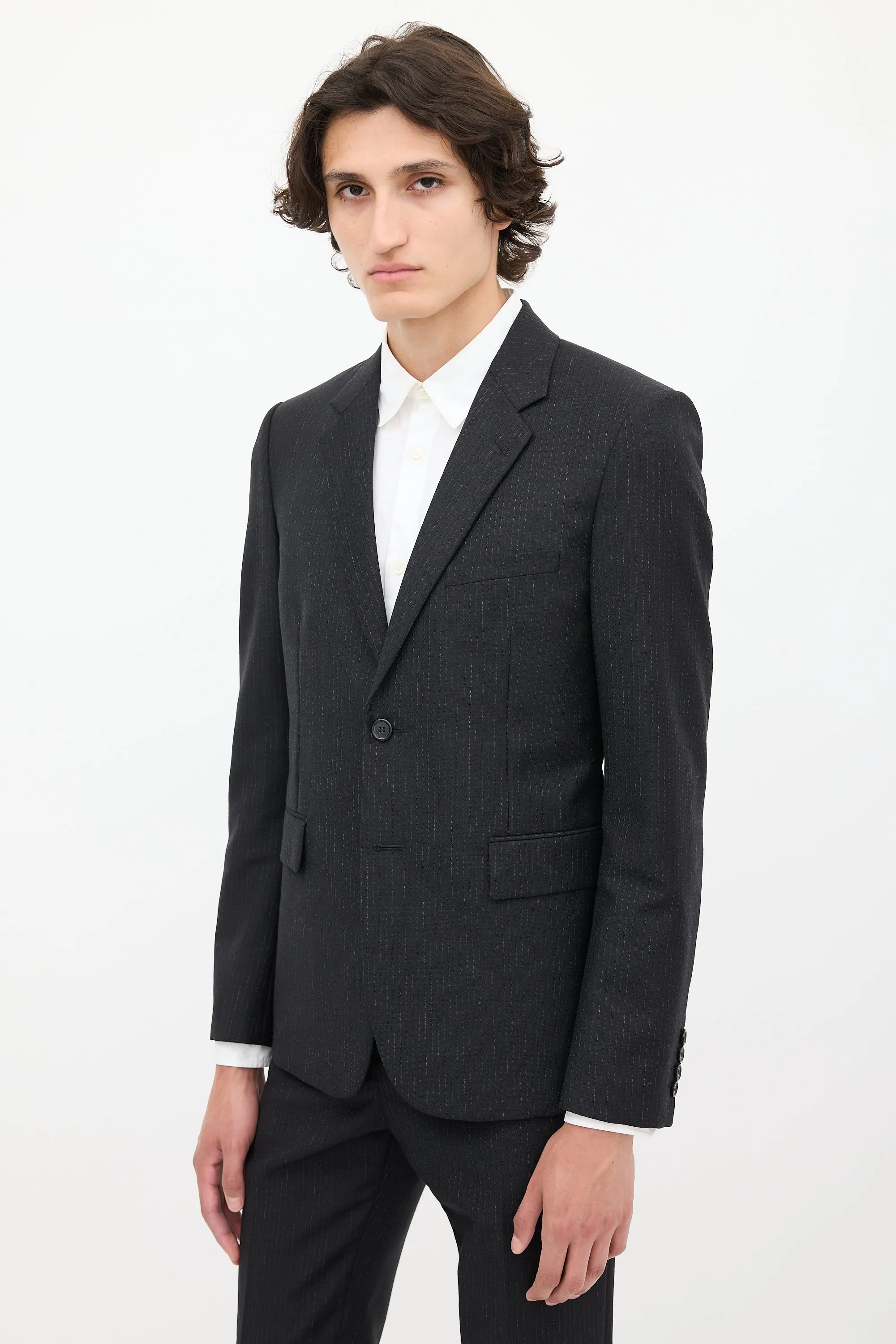 Black Wool Stripe Suit