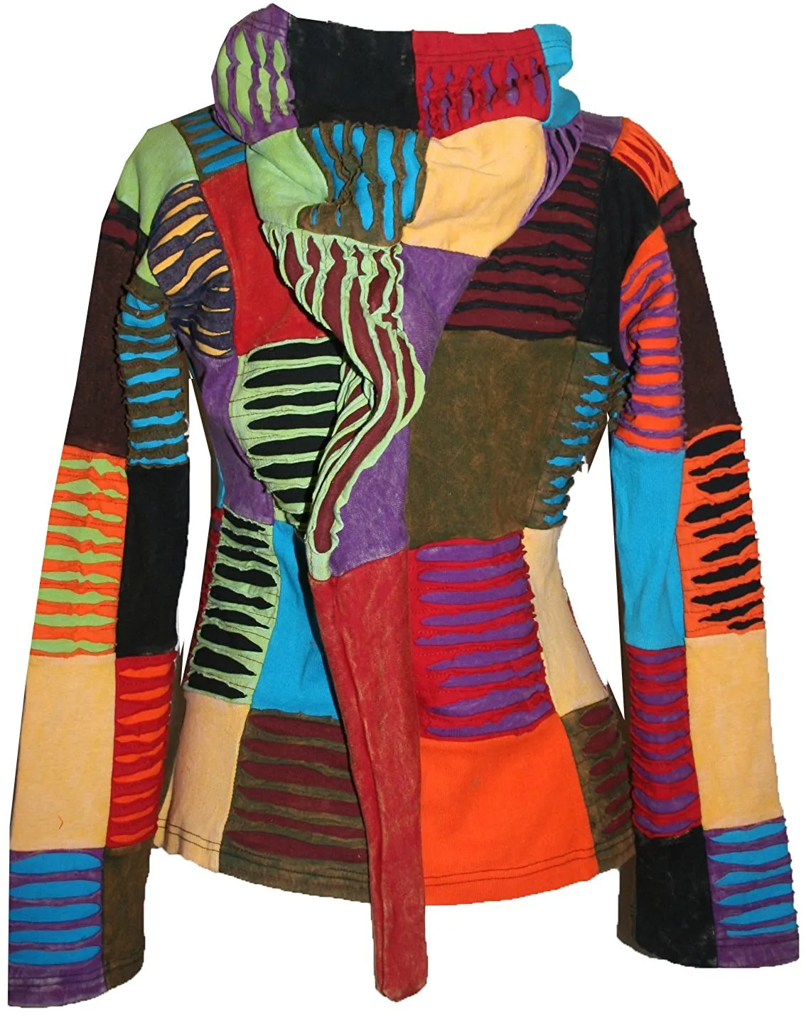 Colorful Peace Sun Star Patch Bohemian Hoodie Jacket