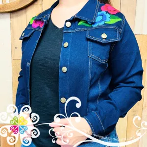 Dark Blue Chiapas Embroidered Jean Jacket