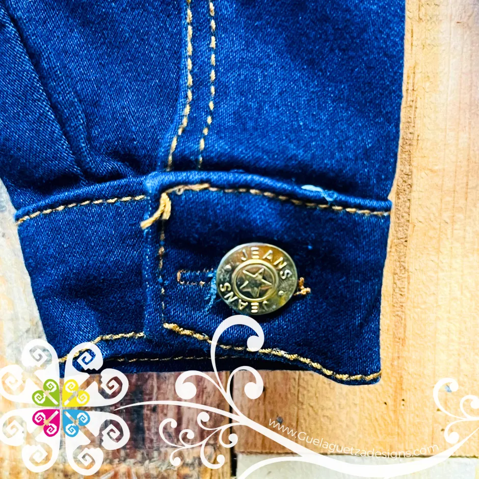 Dark Blue Chiapas Embroidered Jean Jacket