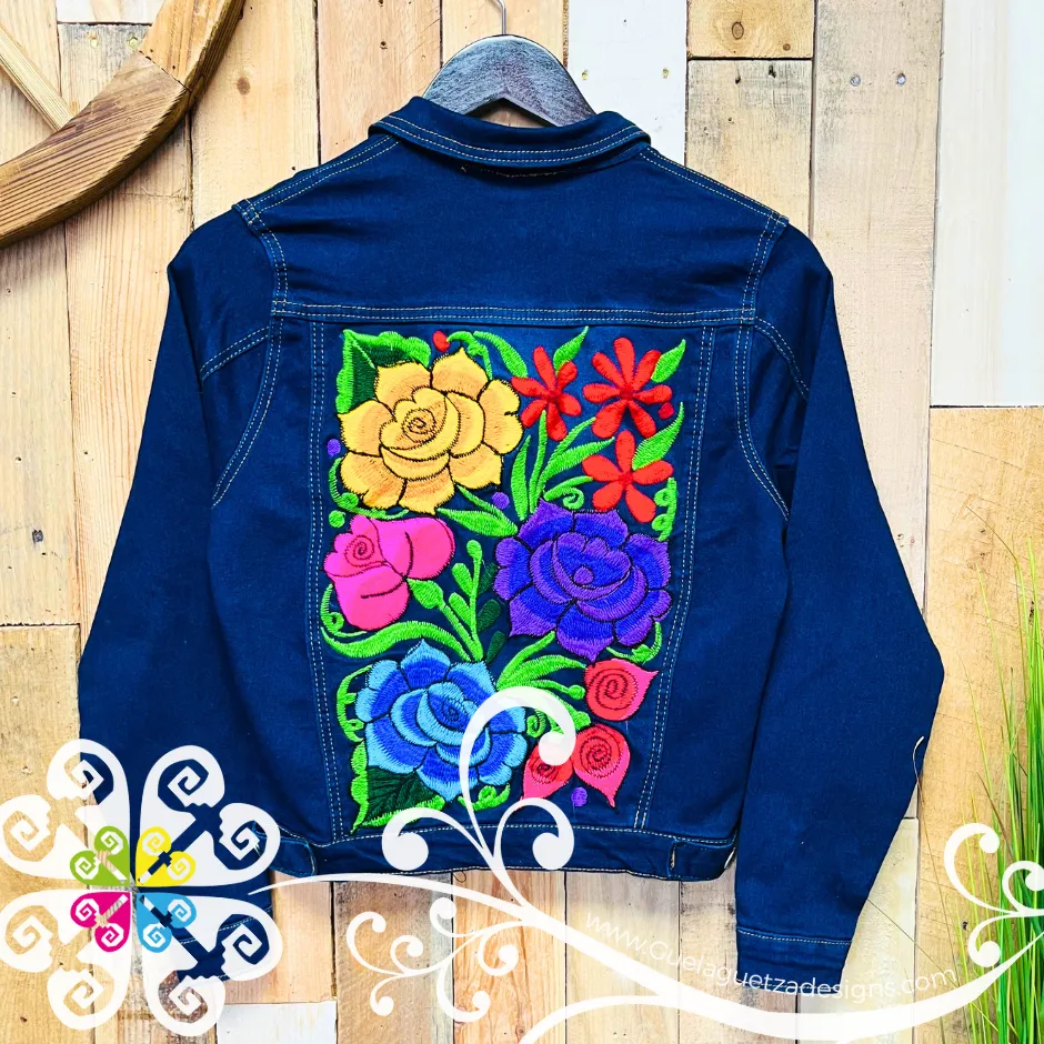 Dark Blue Chiapas Embroidered Jean Jacket