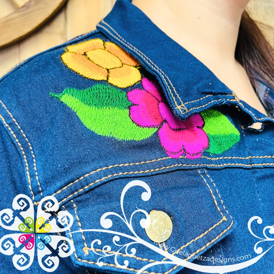 Dark Blue Chiapas Embroidered Jean Jacket