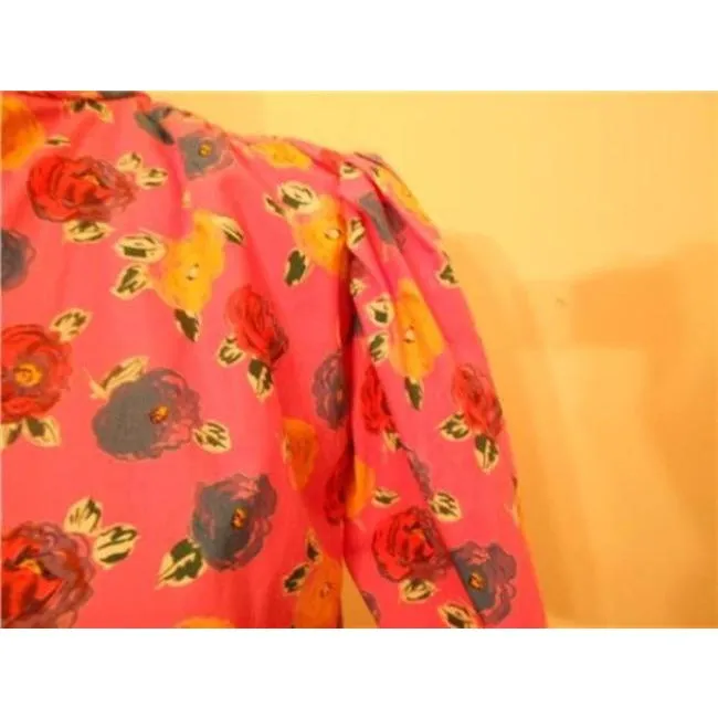 Emanuel Ungaro Pink With Red Blue Yellow Floral Print Button Down