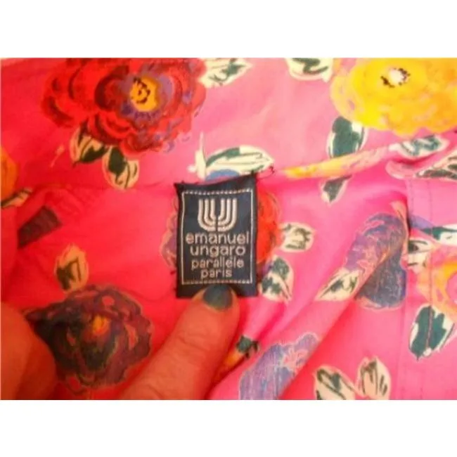 Emanuel Ungaro Pink With Red Blue Yellow Floral Print Button Down