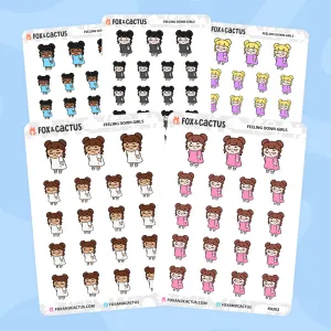 Feeling Down Kawaii Girl Stickers