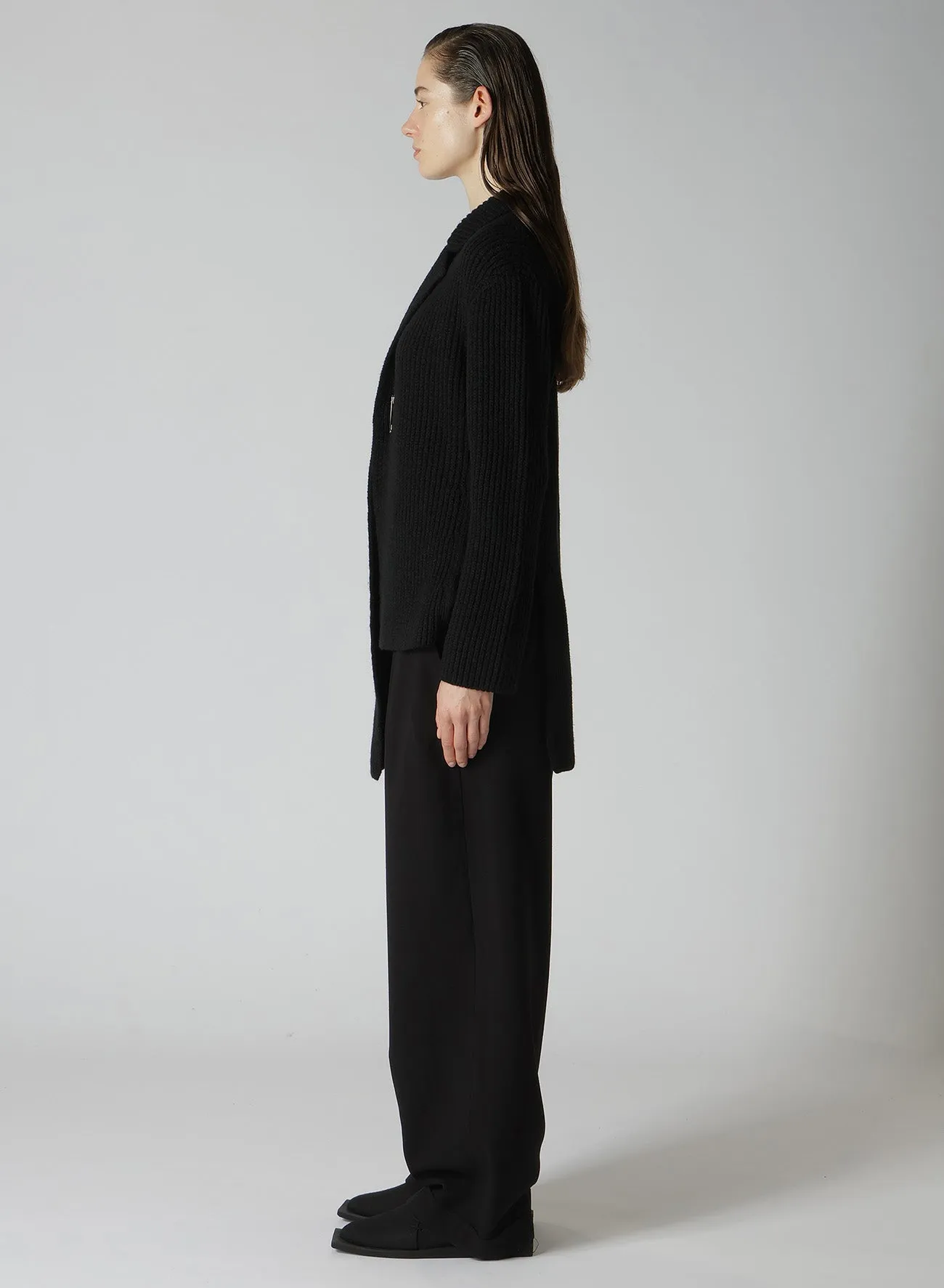 HALF CARDIGAN PLAIN WEAVE ASYMMETRY JACKET