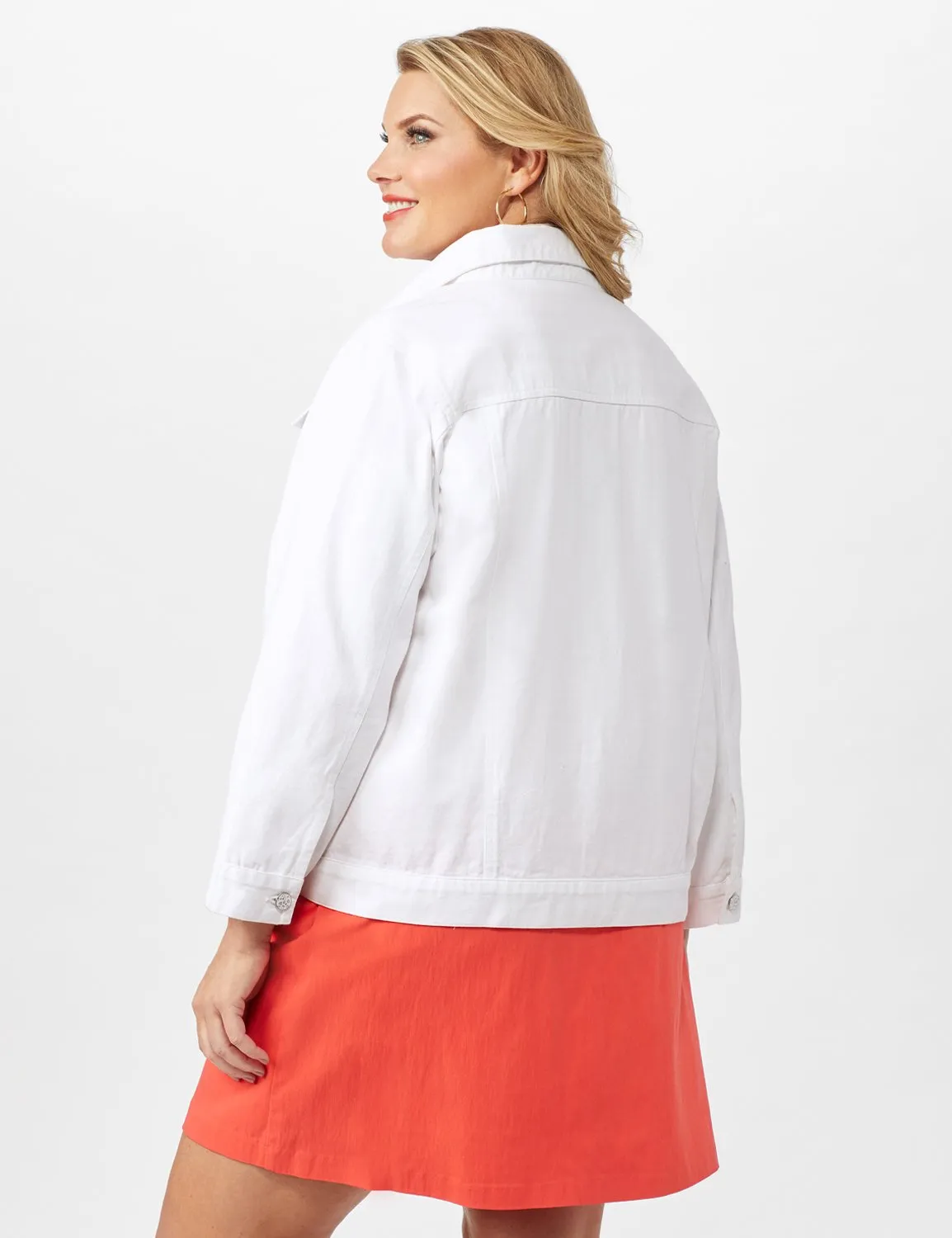 Jeans Jacket With 2 Chest Pockets , Button Front, Side Seams