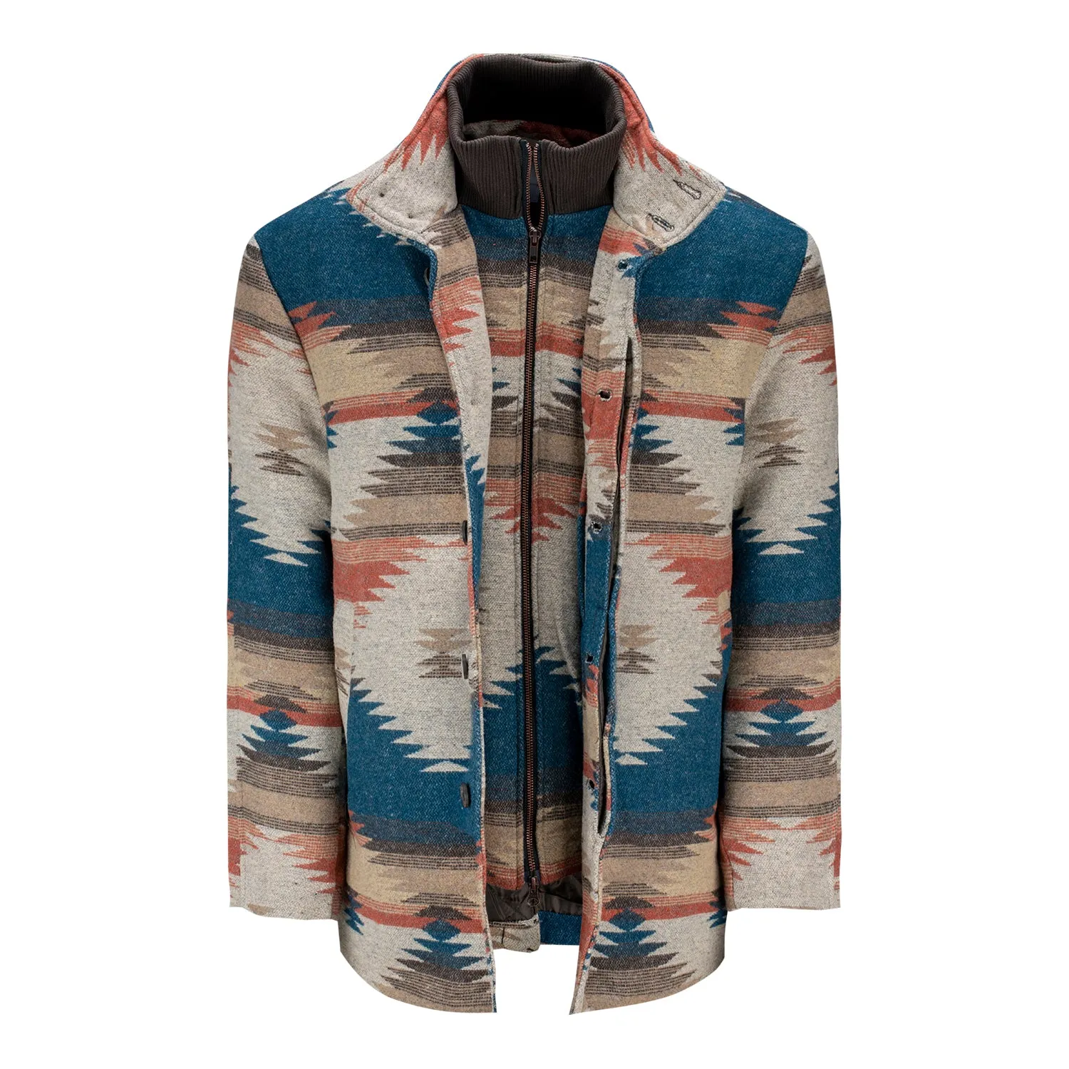 JJ X PBR Southwestern Print Wool Jacket with Knit Collar