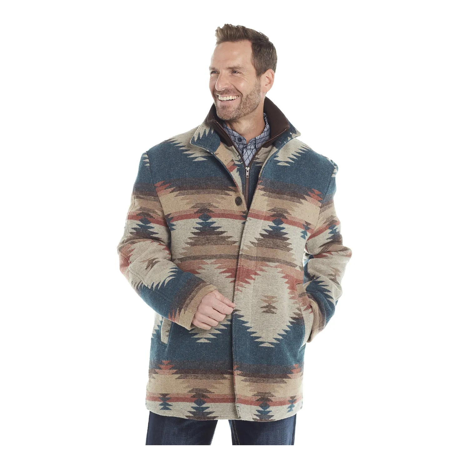 JJ X PBR Southwestern Print Wool Jacket with Knit Collar