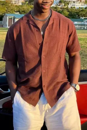 Men's Plus Size Button Down Short Sleeve Shirt