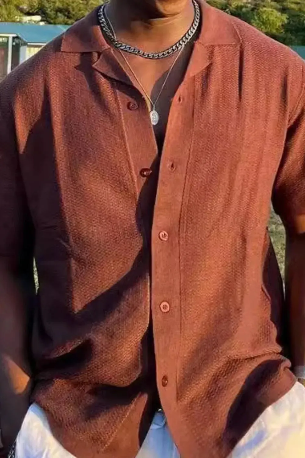 Men's Plus Size Button Down Short Sleeve Shirt