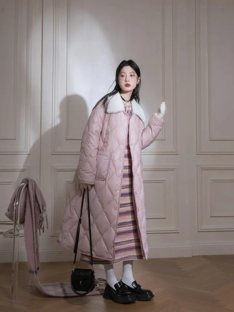 Milk peach long down jacket【s0000005851】