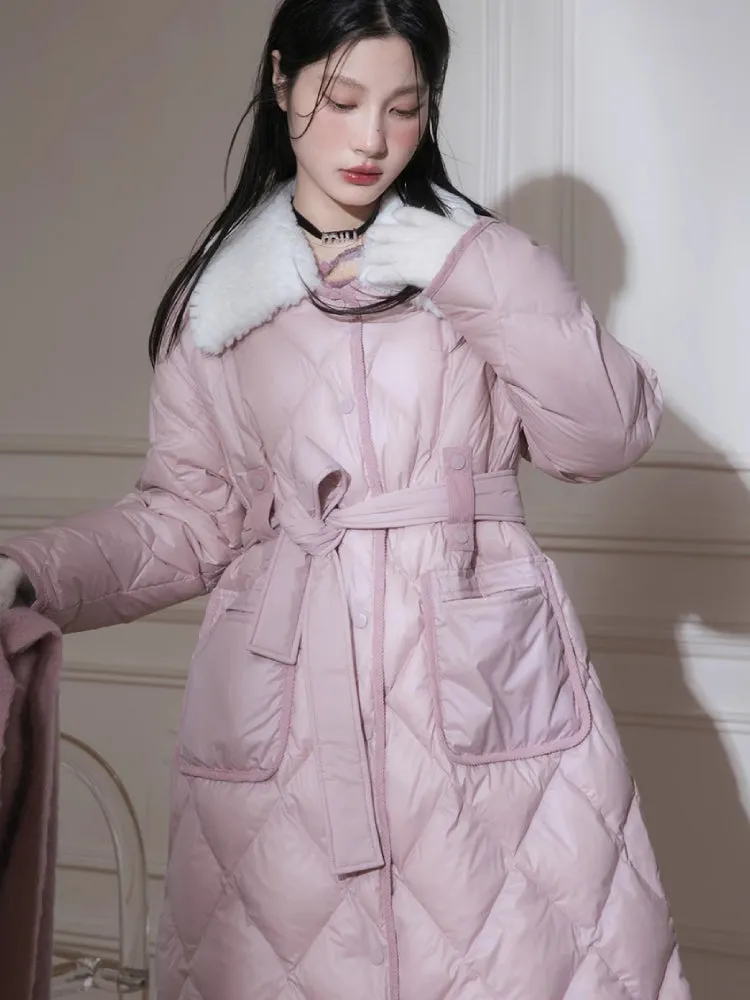 Milk peach long down jacket【s0000005851】