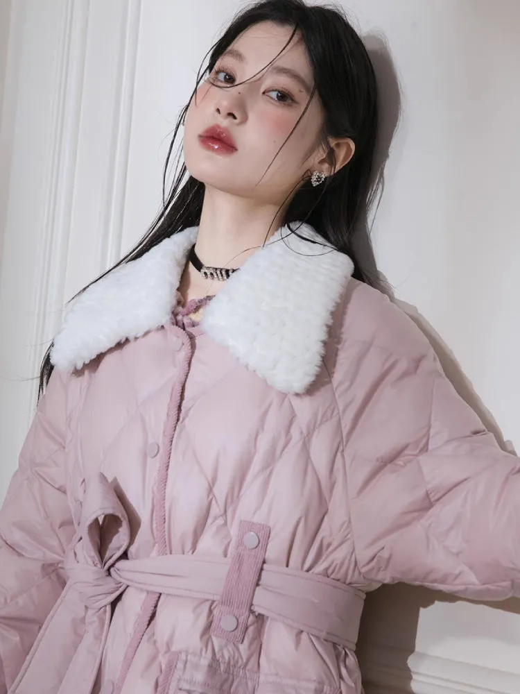 Milk peach long down jacket【s0000005851】