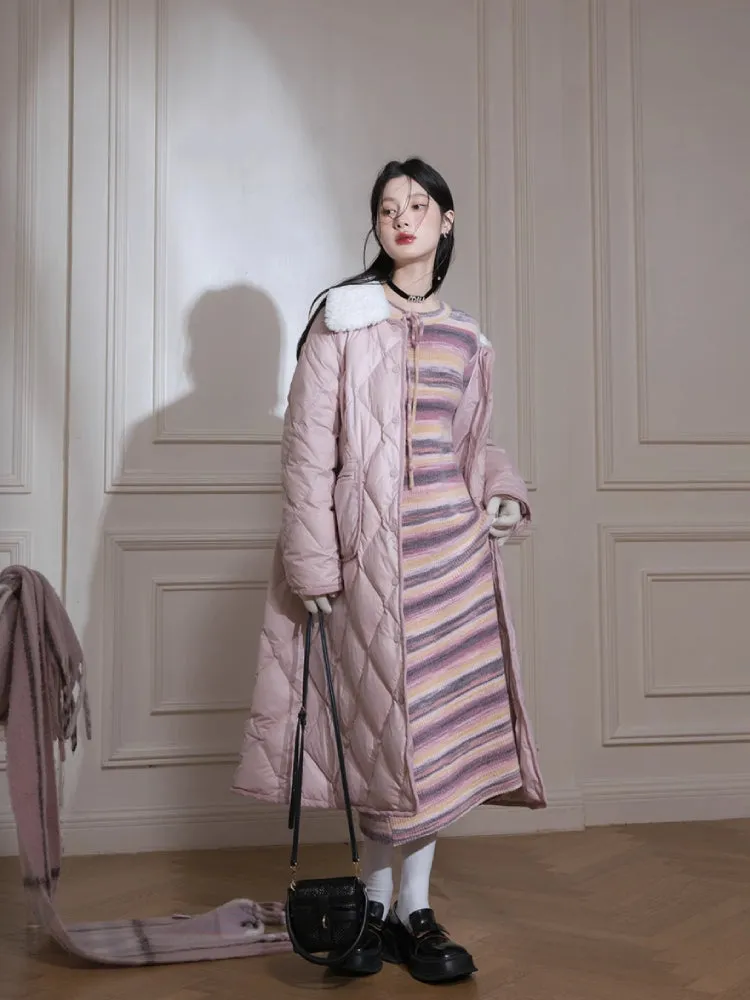 Milk peach long down jacket【s0000005851】