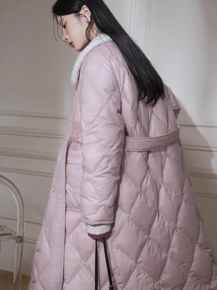 Milk peach long down jacket【s0000005851】