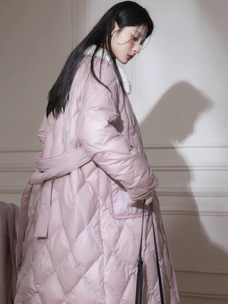 Milk peach long down jacket【s0000005851】