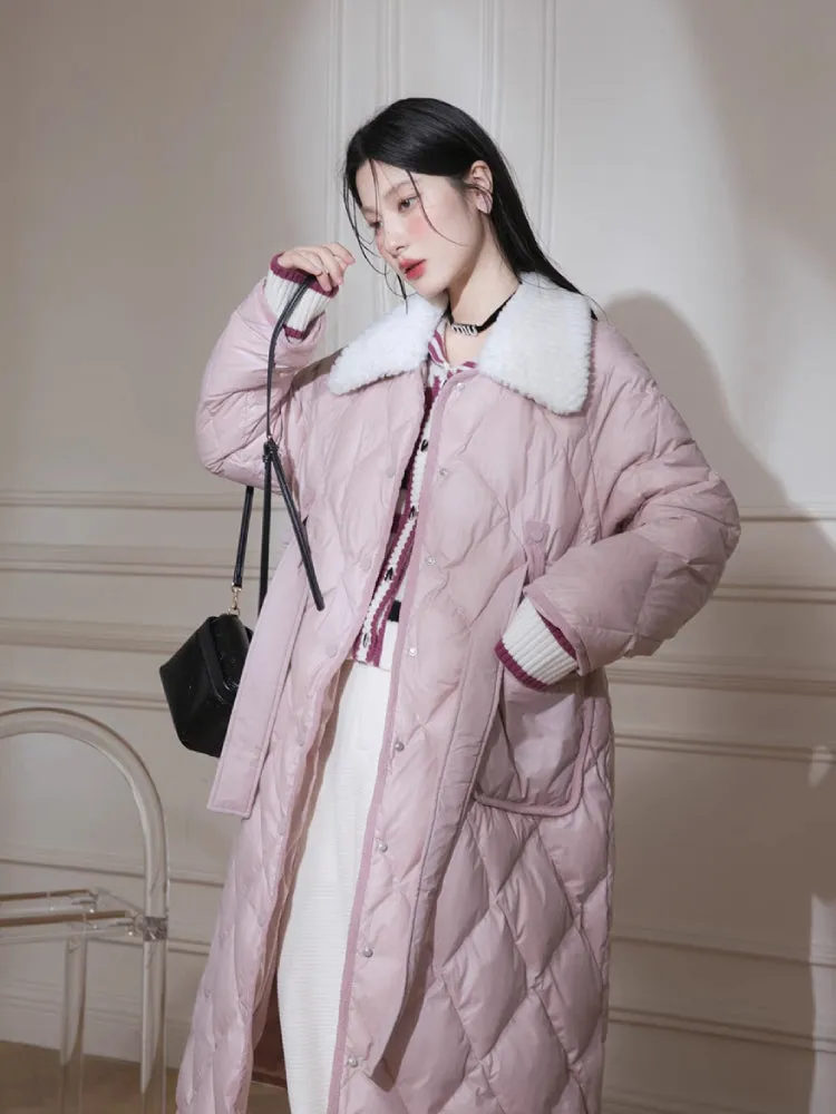 Milk peach long down jacket【s0000005851】