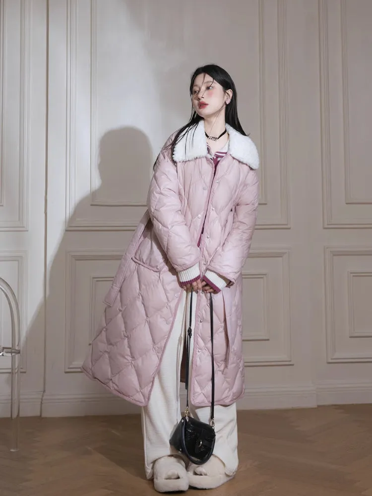 Milk peach long down jacket【s0000005851】