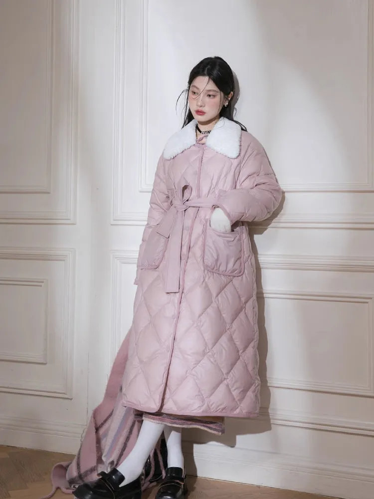 Milk peach long down jacket【s0000005851】