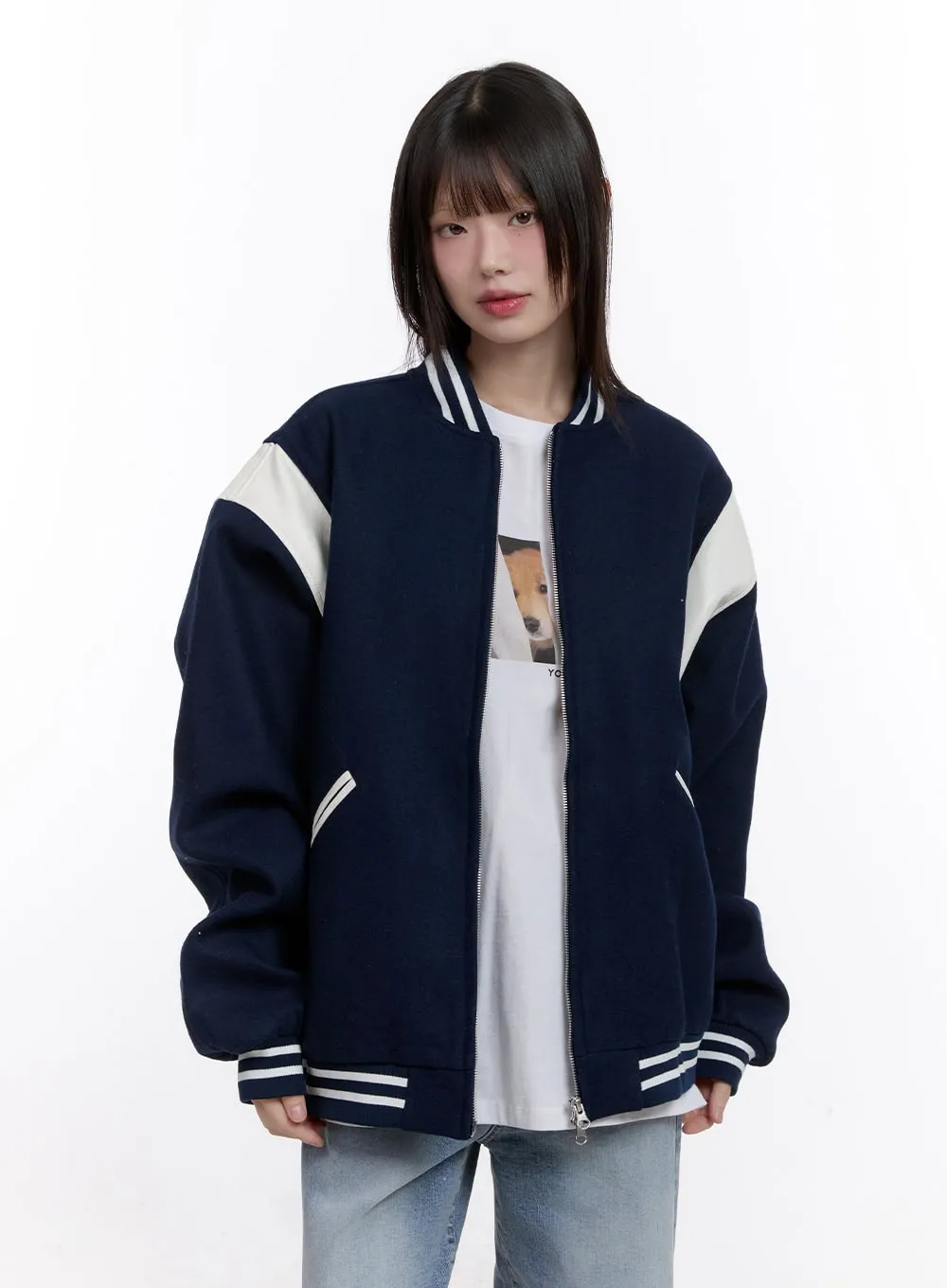 Oversized Wool-Blend Varsity Jacket CF512