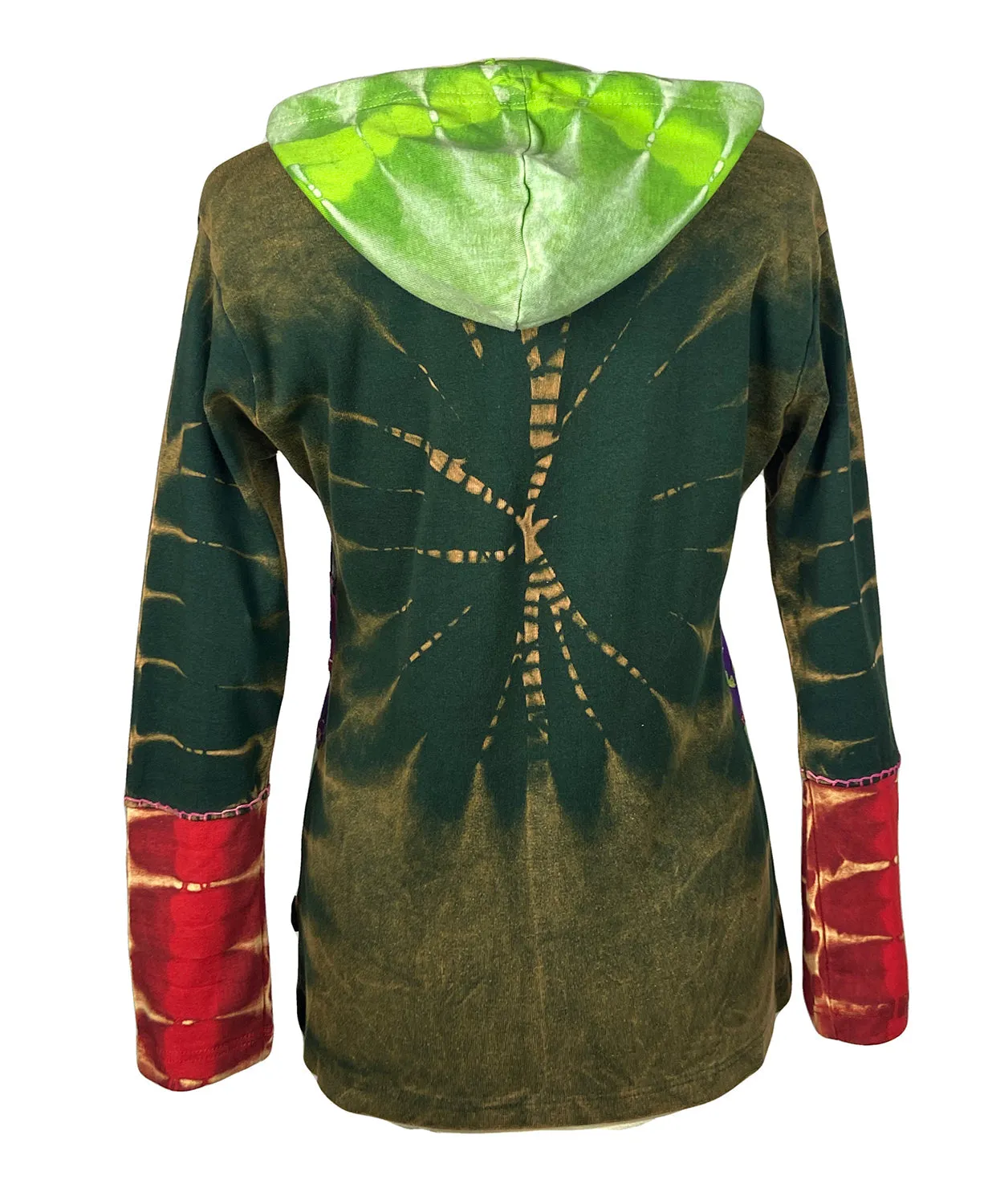 RJ 318 Tie Dye Patchwork Embroidered Hoodie Sweatshirt Jacket