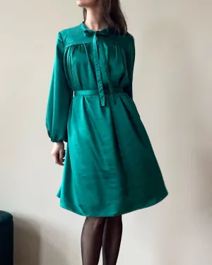 RUBY DRESS EMERALD  SATIN