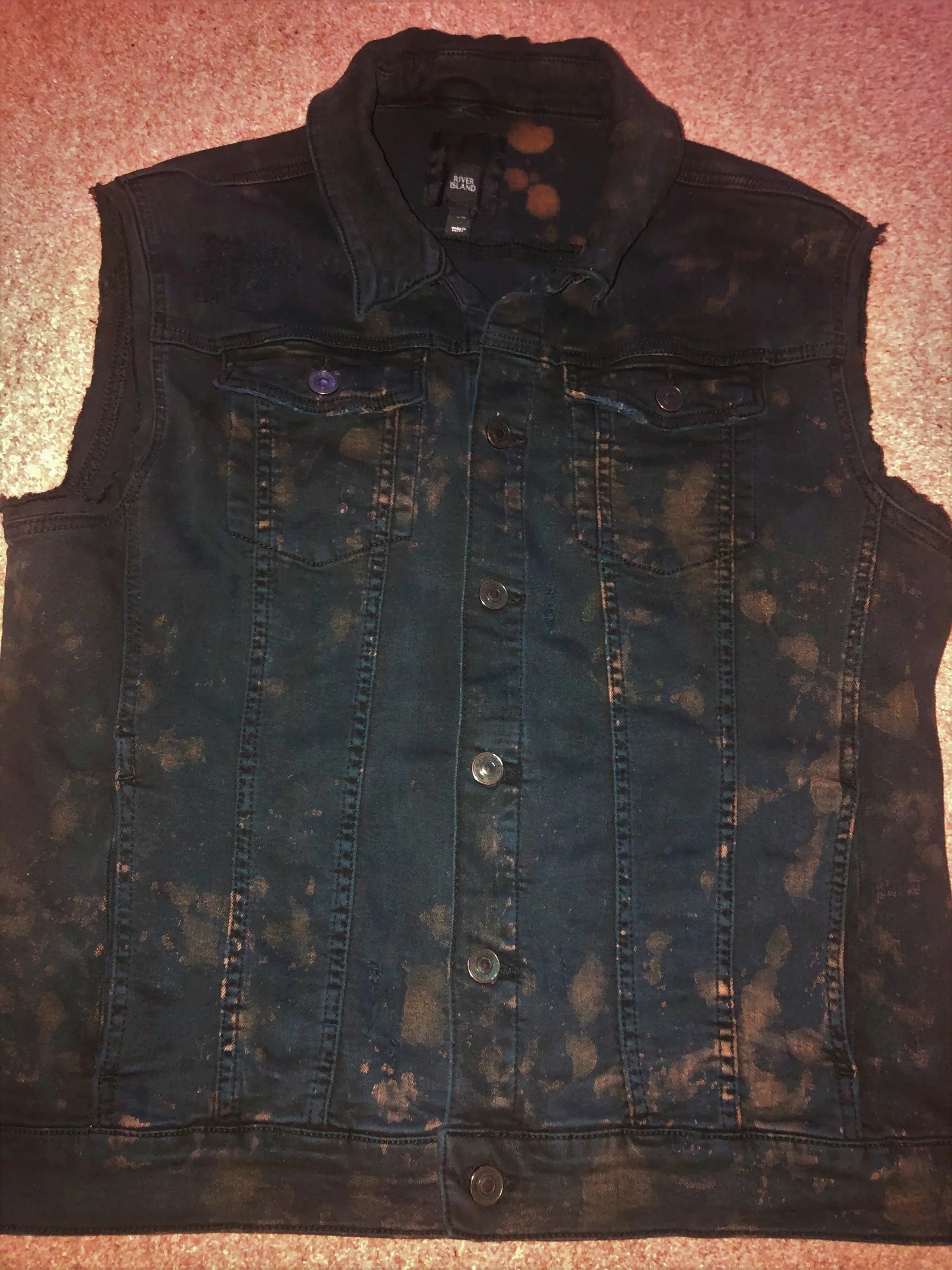 Watain Filth-Splattered Battle Jacket Distressed Black Metal Rocker Patch Denim Cut-Off