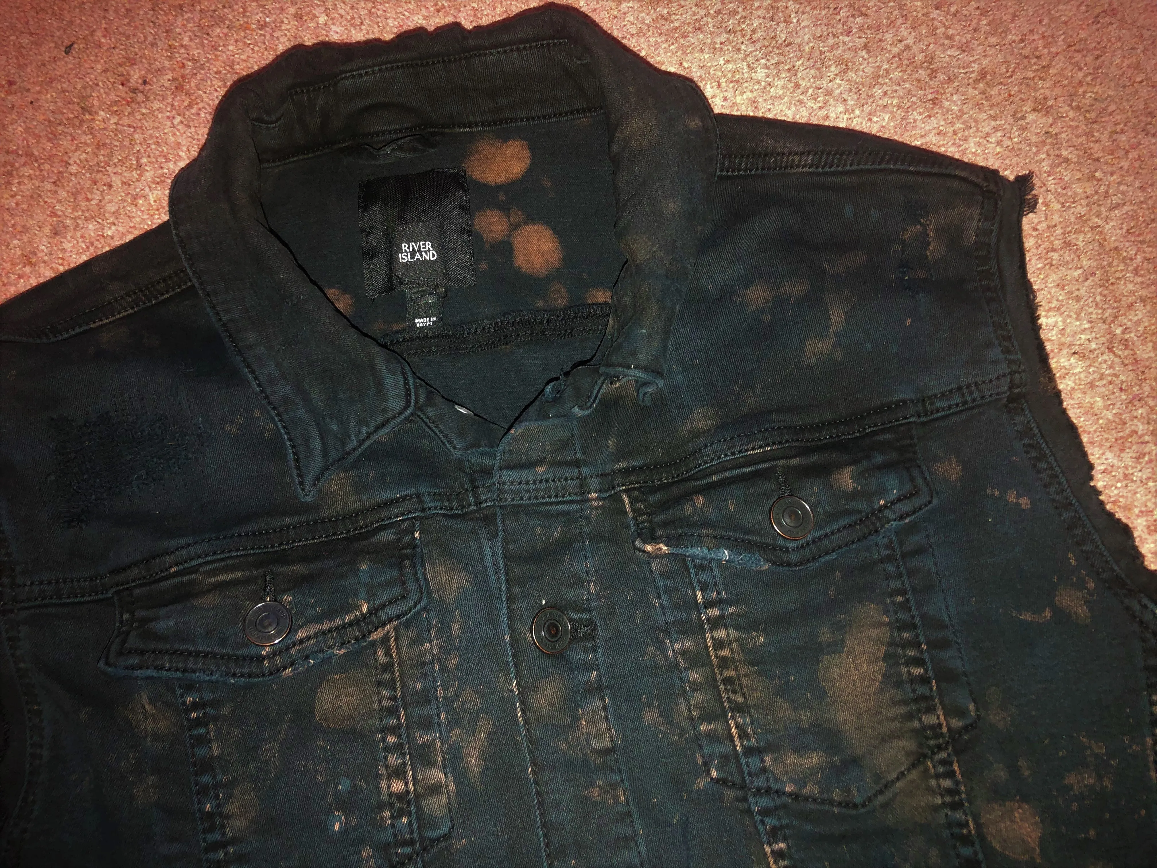 Watain Filth-Splattered Battle Jacket Distressed Black Metal Rocker Patch Denim Cut-Off