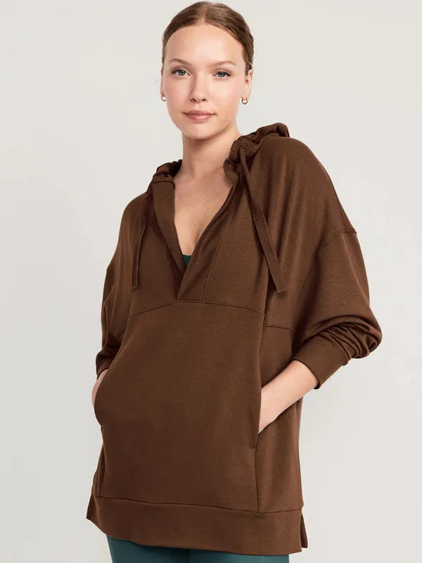 women's loose hooded sweatshirt knitted top