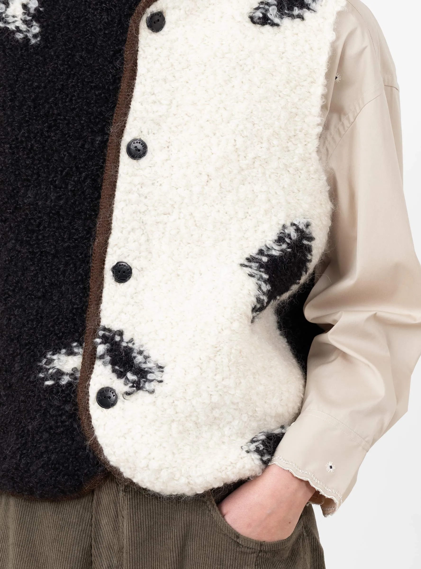 Wool & Mohair Blotch Waistcoat Black & White